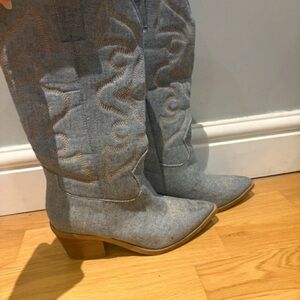 SHEIN Blue Denim Heeled Boots